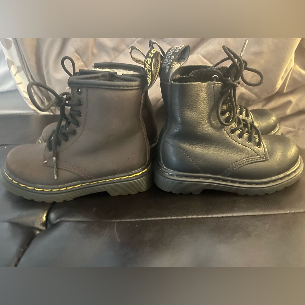 Two pair of Dr. Martens toddler size 7 boots brown and black